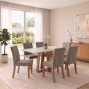 Ver imagem 1 de Conjunto Sala de Jantar Mesa Lisa 160cm com Tampo MDF Canto Reto 6 Cadeiras Lily