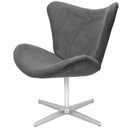 Ver imagem 2 de Poltrona Decorativa Mini Egg Suede Cinza Base Giratória