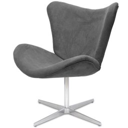Poltrona Decorativa Mini Egg Suede Cinza Base Giratória - 2