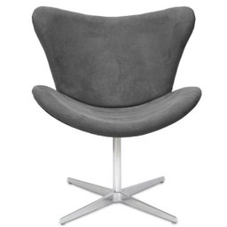 Poltrona Decorativa Mini Egg Suede Cinza Base Giratória - 1
