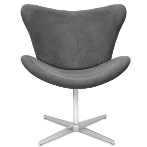 Poltrona Decorativa Mini Egg Suede Cinza Base Giratória