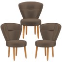 Ver imagem 1 de Kit 3 Poltronas para Recepção Camarim Sala de Jantar Ergonômica Tecido Veludo Pés de Madeira