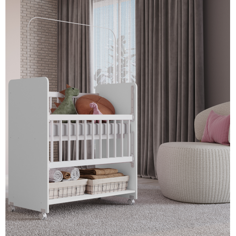 Mini Berço Bed Side com Grade Móvel e Colchão Doce Amor