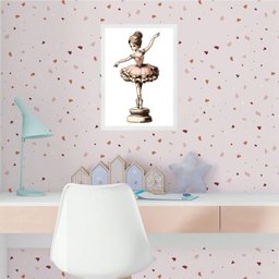 Quadro Infantil Bailarina Caixinha de Música 33x24cm - com Vidro:madeira Branca - 2