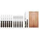 Ver imagem 4 de Kit para Churrasco Tramontina Tábua de Carne Facas Garfos Aço Inox e Madeira Polywood 15 Peças