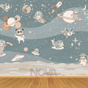 Ver imagem 3 de Papel de Parede Infantil Bichinhos no Espaço 1m²
