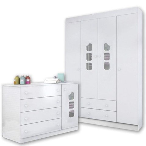 Ambiente Guarda-roupa Lívia e Cômoda Lívia - 100% Mdf
