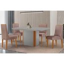 Ver imagem 1 de Conjunto: Mesa de Cozinha Pietã¡ Curvo 120cm + 4 Cadeiras Dakota Madeira Naturale/off White -