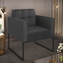 Ver imagem 2 de Poltrona Elisa Corino Preto Base Metálica Industrial Preto - D'Rossi