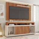 Ver imagem 2 de Conjunto Painel e Rack Bancada Toquio 180cm Mdp Portas de Correr Ripado Freijo/off G11-gran Belo