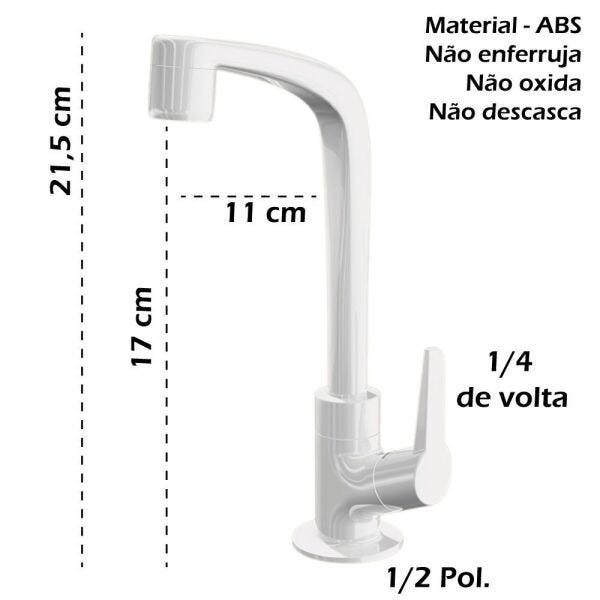 Torneira Para Banheiro Lavatório Lorenzetti Flatt ABS Branco - 2