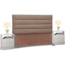 Ver imagem 1 de Cabeceira Cama Box Casal Queen 160cm Greta Linho Areia e 2 Mesas de Cabeceira Branco - Mpozenato