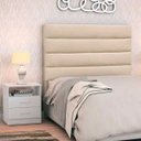 Ver imagem 2 de Cabeceira Cama Box Solteiro 90cm Greta Suede Bege e 1 Mesa de Cabeceira Branco - Mpozenato