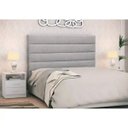 Ver imagem 2 de Cabeceira Cama Box Casal 140cm Greta Linho Cinza e 2 Mesas de Cabeceira Branco - Mpozenato
