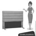 Ver imagem 3 de Cabeceira Cama Box Casal 140cm Greta Linho Cinza e 2 Mesas de Cabeceira Branco - Mpozenato