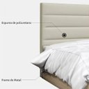 Ver imagem 5 de Cabeceira Cama Box Casal 140cm Greta Corano Bege e 2 Mesas de Cabeceira Branco - Mpozenato