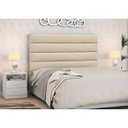 Ver imagem 1 de Cabeceira Cama Box Casal Queen 160cm Greta Suede Bege e 2 Mesas de Cabeceira Branco - Mpozenato
