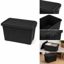 Ver imagem 3 de Container Caixa Plastica Grande 70L Preta com Tampa Trava Organizador Roupas Objetos Brinquedos Depo