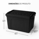 Ver imagem 5 de Container Caixa Plastica Grande 70L Preta com Tampa Trava Organizador Roupas Objetos Brinquedos Depo