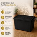 Ver imagem 2 de Container Caixa Plastica Grande 70L Preta com Tampa Trava Organizador Roupas Objetos Brinquedos Depo