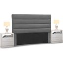 Ver imagem 1 de Cabeceira Cama Box Casal Queen 160cm Greta Suede Cinza e 2 Mesas de Cabeceira Branco - Mpozenato