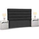 Ver imagem 1 de Cabeceira Cama Box Casal Queen 160cm Greta Suede Preto e 2 Mesas de Cabeceira Branco - Mpozenato