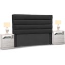 Ver imagem 1 de Cabeceira Cama Box Casal 140cm Greta Suede Preto e 2 Mesas de Cabeceira Branco - Mpozenato