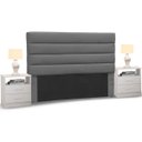 Ver imagem 1 de Cabeceira Cama Box Casal King 195cm Greta Suede Cinza e 2 Mesas de Cabeceira Branco - Mpozenato