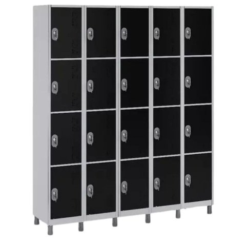 Armário Locker 20 Portas de Aço para Biblioteca:preto