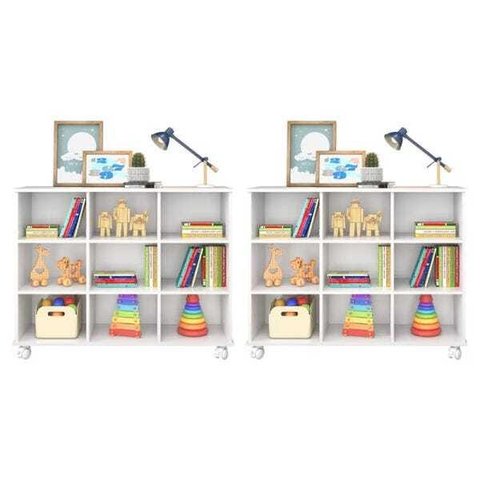 Kit 2 Nichos Organizadores Multifuncionais com Rodízios Toys Branco - Mpozenato