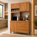 Ver imagem 1 de Armário de Cozinha 5 Portas e 2 Gavetas 100% MDF Viena Cinamomo Yescasa Marrom