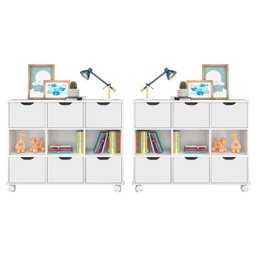 Kit 2 Nichos Organizadores com Rodízios Toys 6 Gavetas Branco - Mpozenato - 1 Kit 2 Nichos Organizadores com Rodízios Toys 6 Gavetas Branco - Mpozenato - 1