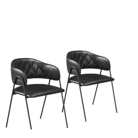 Conjunto 2 Cadeiras C&m Decor Veneza Couro Preto Metal