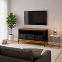 Ver imagem 1 de Rack para TV até 60 Polegadas 150 cm 3 Gavetas Pés Luis Xv em Madeira + Nicho