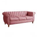 Ver imagem 2 de Sofá Realeza 3 Lugares Fixo 196cm Rosa Suede Bella Decor Clássico