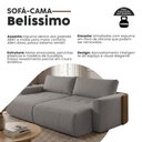 Ver imagem 2 de Sofá Cama 3 Lugares 2,30m Modelo Belissimo Design Orgânico Cinza