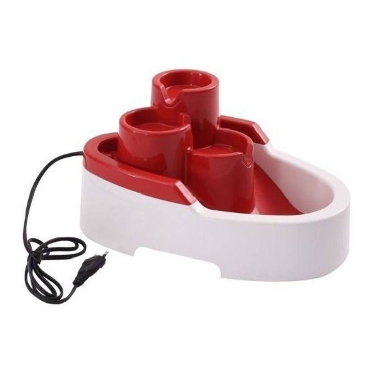 Fonte Bebedouro Para Cães E Gatos Água Corrente Com 3 Quedas Durapets Durafont Bivolt Vermelha