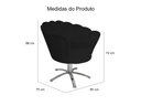 Ver imagem 3 de Kit 2 Poltronas Decorativa Pétala Base Giratória Metal Couro Preto Ms Decor