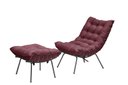 Ver imagem 1 de Poltrona Confortável Costela com Puff Adão Base Metal Preto - Veludo Bordo