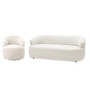 Ver imagem 1 de Conjunto Sofá e Poltrona Giratória Bárbara Luxo para Sala na Cor Bouclê-off White- Edecasamoveis