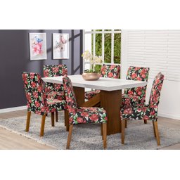 Kit Capa de Cadeira 6 Peças Sala de Jantar Protege o Estofado Renova o Visual Malha Gel Estampa 21 F - 1