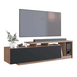 Rack Linea com 2 Portas e Nichos para Televisor 50 Polegadas Nova Móbile Montana Preto - 3