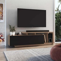 Rack Linea com 2 Portas e Nichos para Televisor 50 Polegadas Nova Móbile Montana Preto - 2
