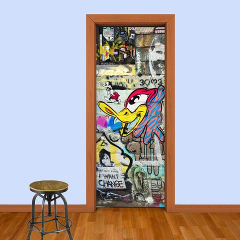 Adesivo de Porta Grafite 1 Arte Destaque G - 0,93 X 2,13 Metros