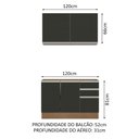Ver imagem 4 de Armário de Cozinha Compacta 120cm Rustic/Preto Glamy Madesa 03