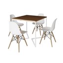 Ver imagem 6 de Mesa Jantar Industrial Amêndoa 90X90Cm Base V Ferro Branco C/4 Cadeiras Madeira Branc Cor: Amendoa