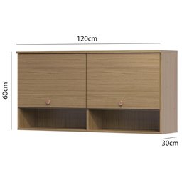 Armário Aéreo Leticia 120CM 2 Portas 2 Nichos Viber Móveis - 3