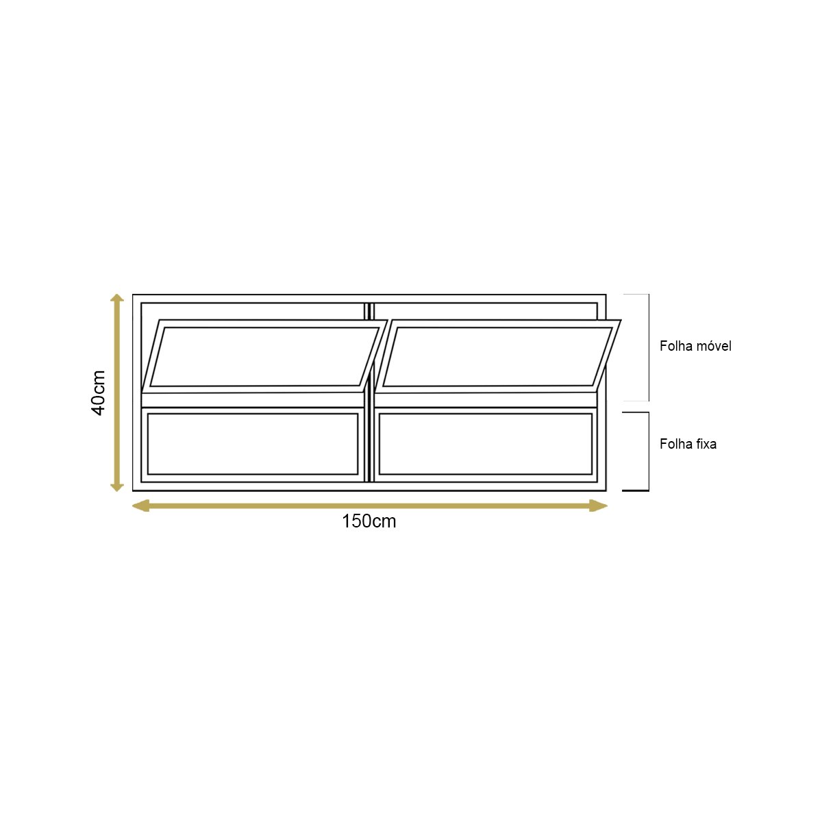 Vitro Basculante 2 Seções Brilhante 40x150 Linha Esmeralda Vidro Liso - 4