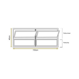Vitro Basculante 2 Seções Brilhante 40x150 Linha Esmeralda Vidro Liso - 4