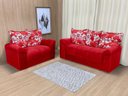 Ver imagem 1 de Sofá 2 e 3 Lugares Vermelho/floral 608/16 Chile